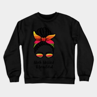 Playful Afro Black Woman Messy Bun Crewneck Sweatshirt